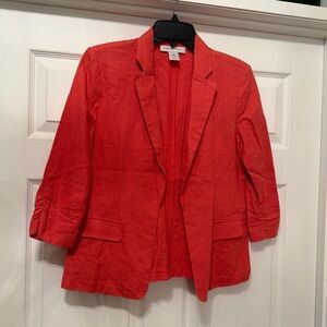 Carole Wren coral cropped sleeve linen blend blazer Size Medium